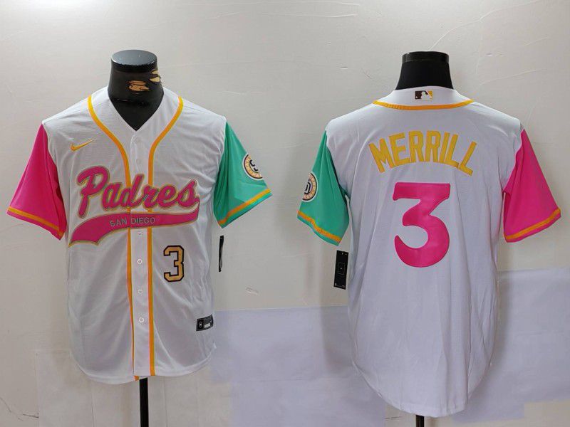 Men San Diego Padres #3 Merrill White Joint Name 2024 Nike MLB Jersey style 2->san diego padres->MLB Jersey